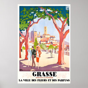Grasse French Riviera France Affiche de voyage vin
