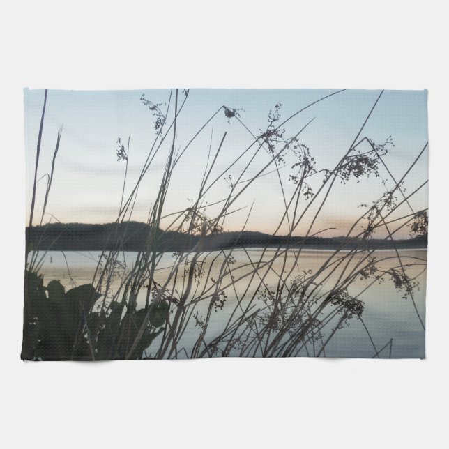 Grasses at lake Sunset Kitchen Towel (Horizontal)