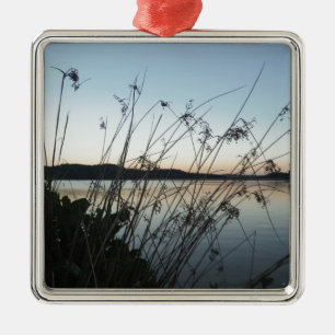 Grasses at lake Sunset Metal Ornament