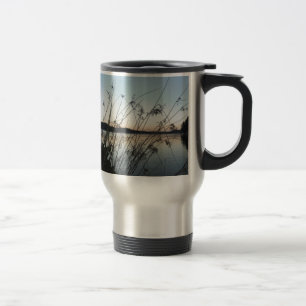 Grasses at lake Sunset Travel Mug