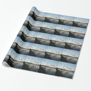 Grasses at lake Sunset Wrapping Paper