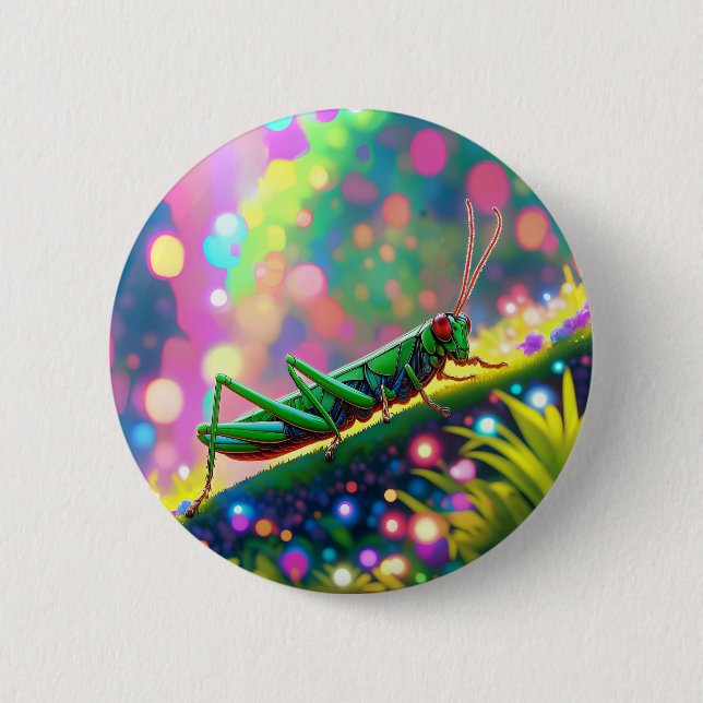 Grasshopper 2 Inch Round Button (Front)