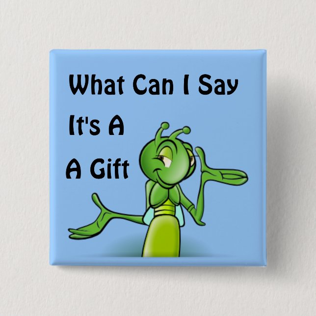 Grasshopper 2 Inch Square Button (Front)