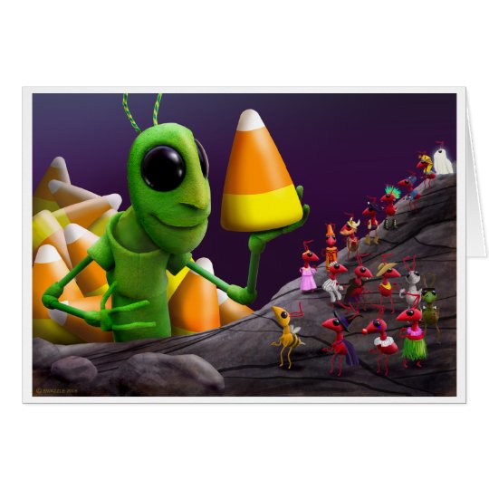 Grasshopper and Ants Halloween Card