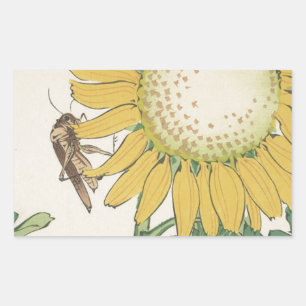 Grasshopper and sunflower by Shibata Zeshin Sticker