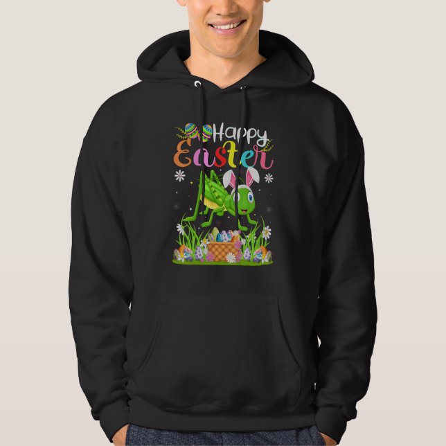 Grasshopper Bunny Egg Hunting  Grasshopper Happy E Hoodie (Front)