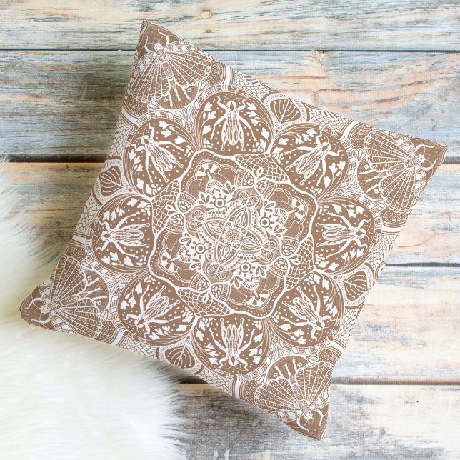 Grasshopper Mandala Choose Your Colour Throw Pillow (Creator Uploaded)