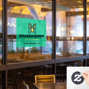 Grasshopper Mascot Logo Business Window Cling