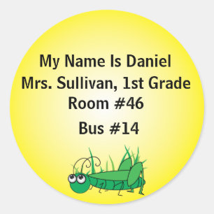 Grasshopper Nametag Classic Round Sticker