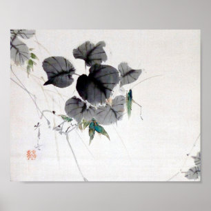 Grasshopper on the Kudzu Leaf, Watanabe Seitei Poster