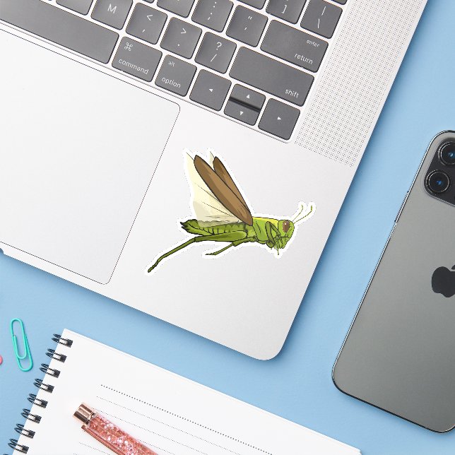 Grasshopper Vector Jumping Illustration (Laptop w/ iPhone)