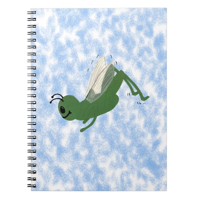 Grasshopper Whimsical Cartoon Art Notebook (Front)