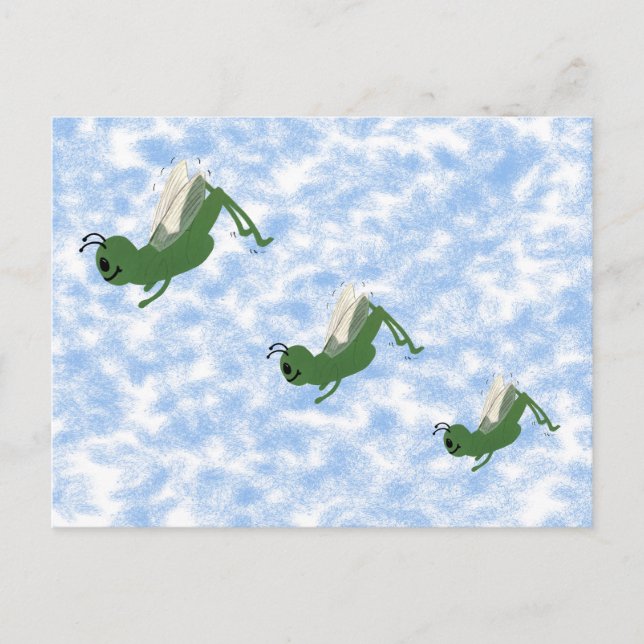 Grasshopper Whimsical Cartoon Art Postcard (Front)