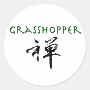 Grasshopper with "Zen" symbol Classic Round Sticker