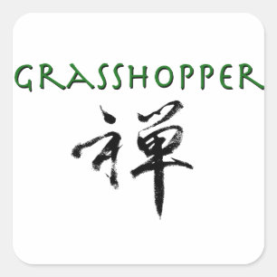 Grasshopper with "Zen" symbol Square Sticker
