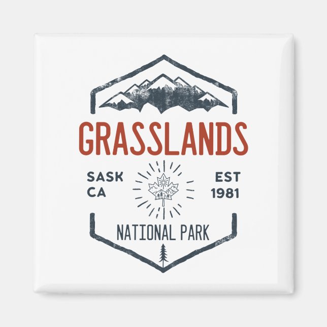 Grasslands National Park Canada Vintage Distressed Magnet (Front)