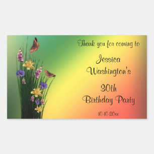 Grassy Bouquet And Butterflies Birthday Sticker
