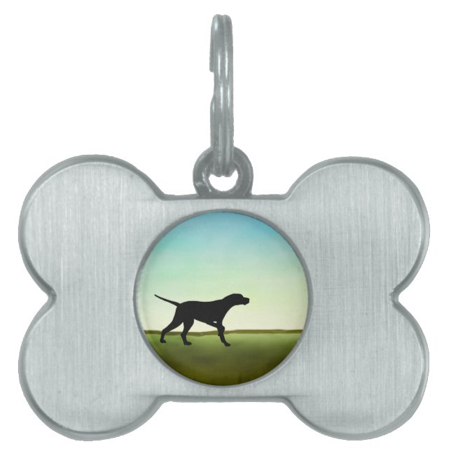 Grassy Field Pointer Dog Pet Name Tag (Front)