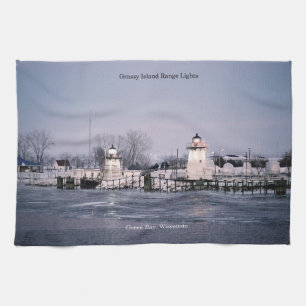 Grassy Island Range Lights kitchen towel