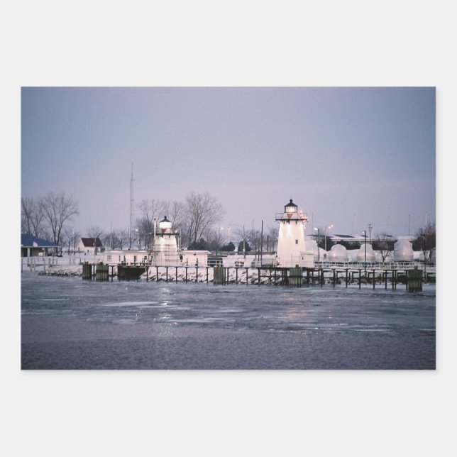 Grassy Island Range Lights wrapping paper (Front)