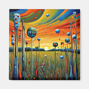 Grassy meadows at sunset 2 magnet