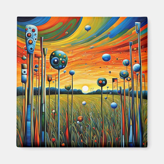 Grassy meadows at sunset 2 magnet (Front)