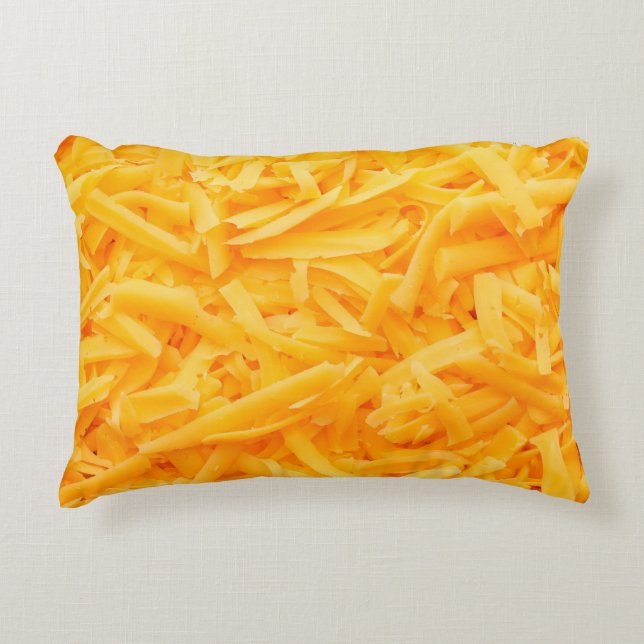 grated cheddar cheese top view accent pillow (Front)