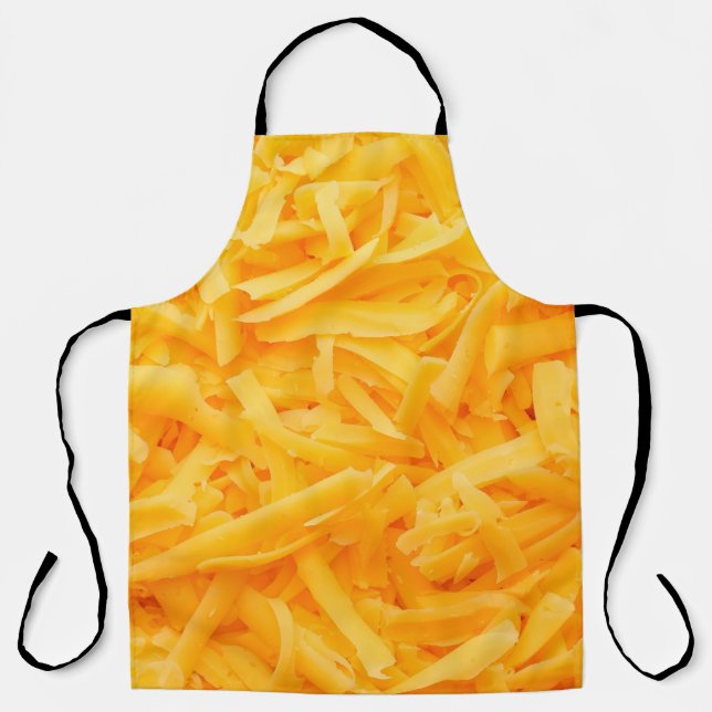 grated cheddar cheese top view apron (Front)