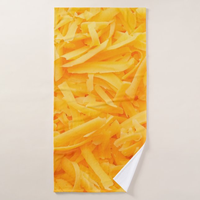 grated cheddar cheese top view bath towel (Bath Towel)