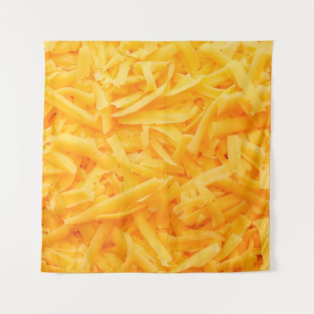 grated cheddar cheese top view tapestry (Front)