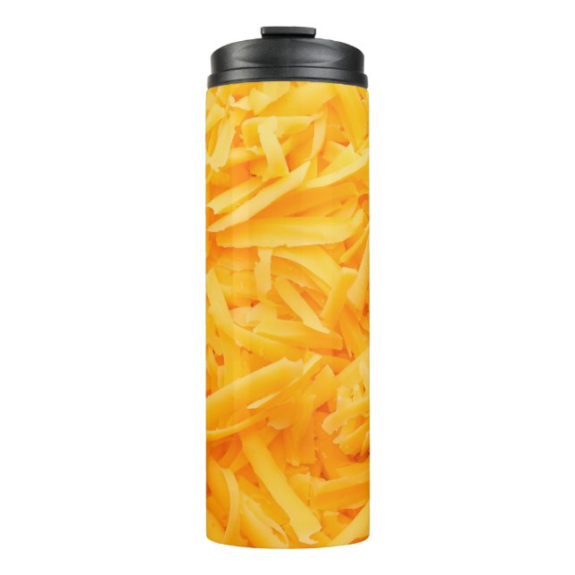grated cheddar cheese top view thermal tumbler (Front)