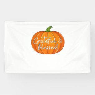 Grateful and Blessed - Pumpkin  Fall Thanksgiving  Banner