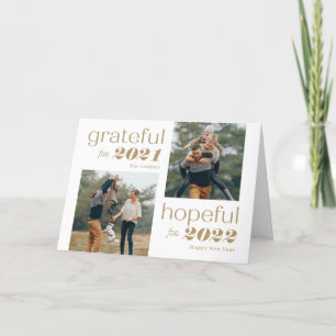 Grateful and Hopeful Editable Colour New Year Card