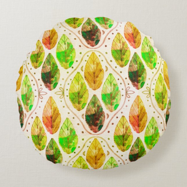 Grateful and Thankful Fall Round Pillow (Front)