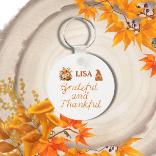 Grateful and Thankful Name Monogram Keychain