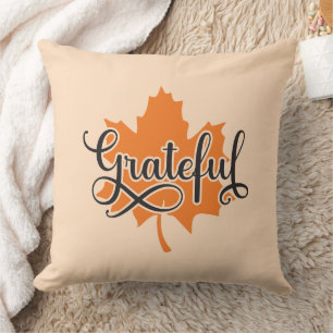 Grateful Autumn Leaf Throw Pillow