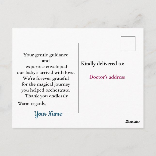 Grateful Baby Delivery Postcard (Back)