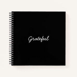 Grateful black custom casual script gratitude notebook