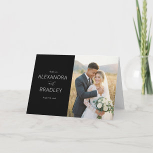 Grateful Black Rustic Photo Thank You Card