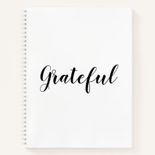 Grateful black white custom script text cute notebook