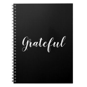 Grateful black & white custom script text cute  notebook