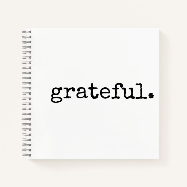 Grateful Black White Minimal Gratitude Journal (Front)