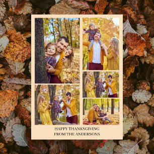 Grateful & Blessed Fall thanksgiving family photo Holiday Card