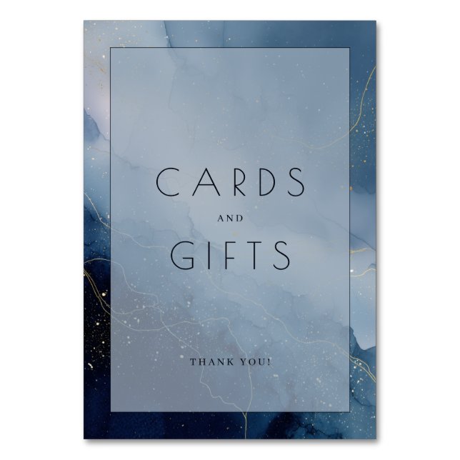 Grateful Blue Abstract Thank You Card (Front)