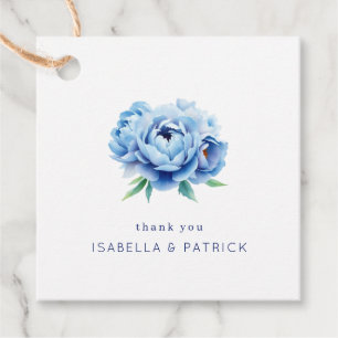 Grateful Blue Floral Illustration Favour Tags