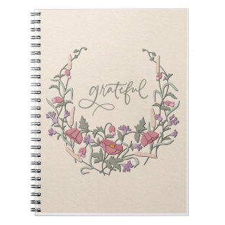 Grateful - Botanical Cream Wreath Card Notebook