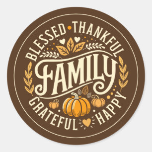 Grateful Circle – Autumn Icons Classic Round Sticker