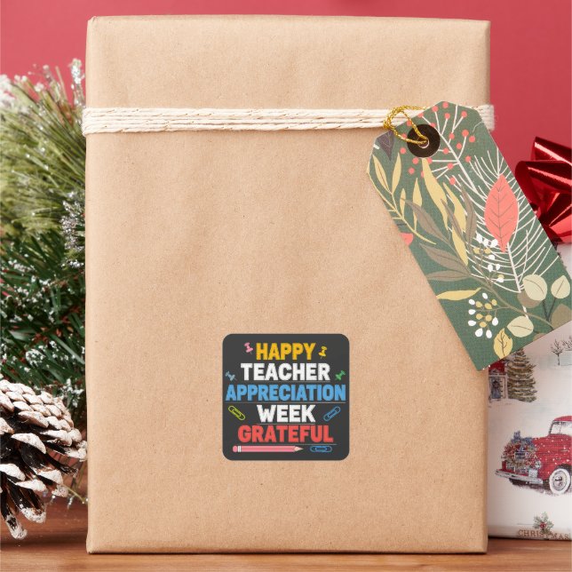 Grateful Colourful School Design Square Sticker (Holiday)