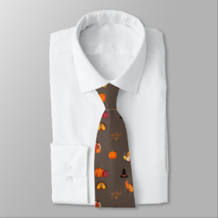 Grateful - Cute Thanksgiving Collage  Brown Tie