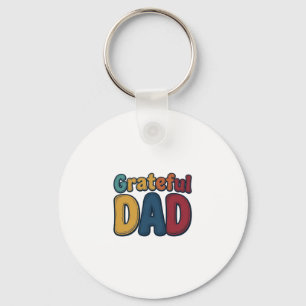 Grateful Dad Retro Bubble Letter Shirt Design_1 Keychain